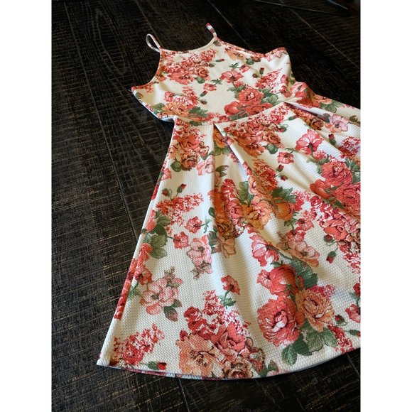 Haute Mode Size M Floral Flower Dress Pull On Pleated Skirt Sleeveless Summer - Picture 9 of 16